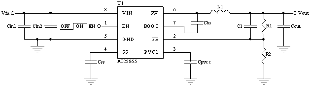 aic2865 5a 16v 700khz synchronous step